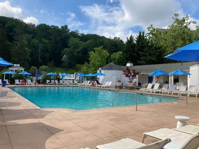 The newly renovated pool at The Omni Homestead resort in Hot Springs, Virginia.