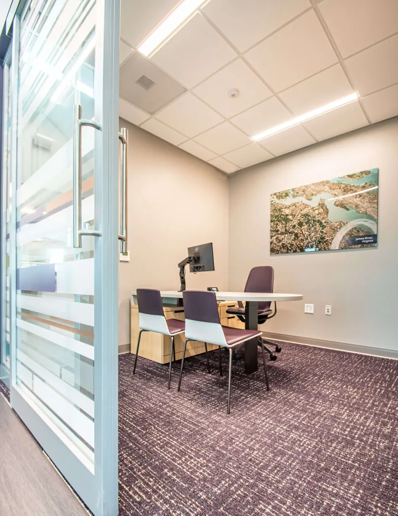 Inside an office at the Member One Federal Credit Union Service Center in Roanoke, Virginia.