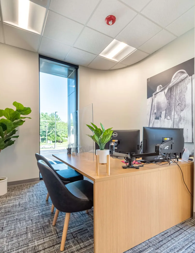 Inside an office in the Freedom First Credit Union building in Bonsack, Virginia.