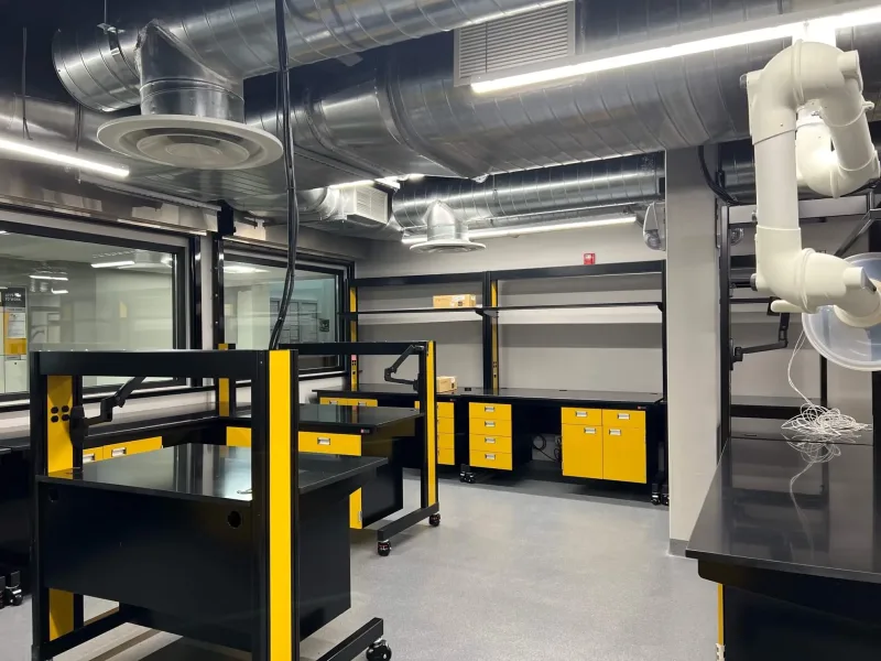 Equipment inside the oil lab addition of Carter Machinery in Salem, Virginia.