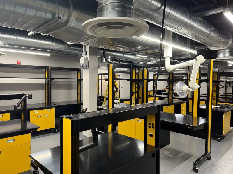 Equipment inside the oil lab addition of Carter Machinery in Salem, Virginia.