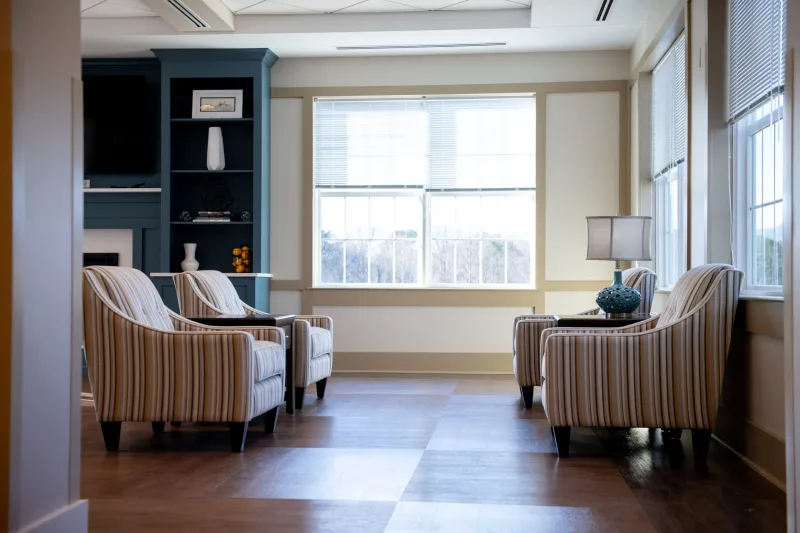 Community room in Brandon Oaks Nursing & Rehabilitation Center in Roanoke, Virginia.