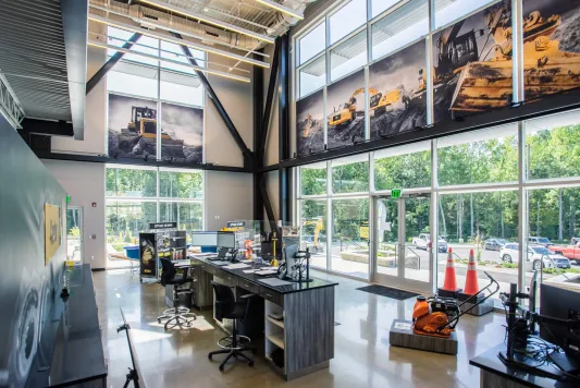 The lobby entrance of the Carter Machinery office building in Richmond, Virginia.