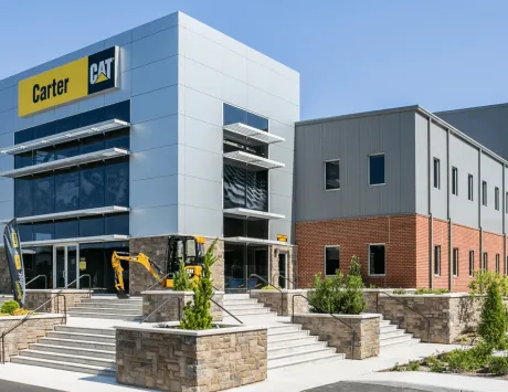 The front of the Carter Machinery office building in Richmond, Virginia.