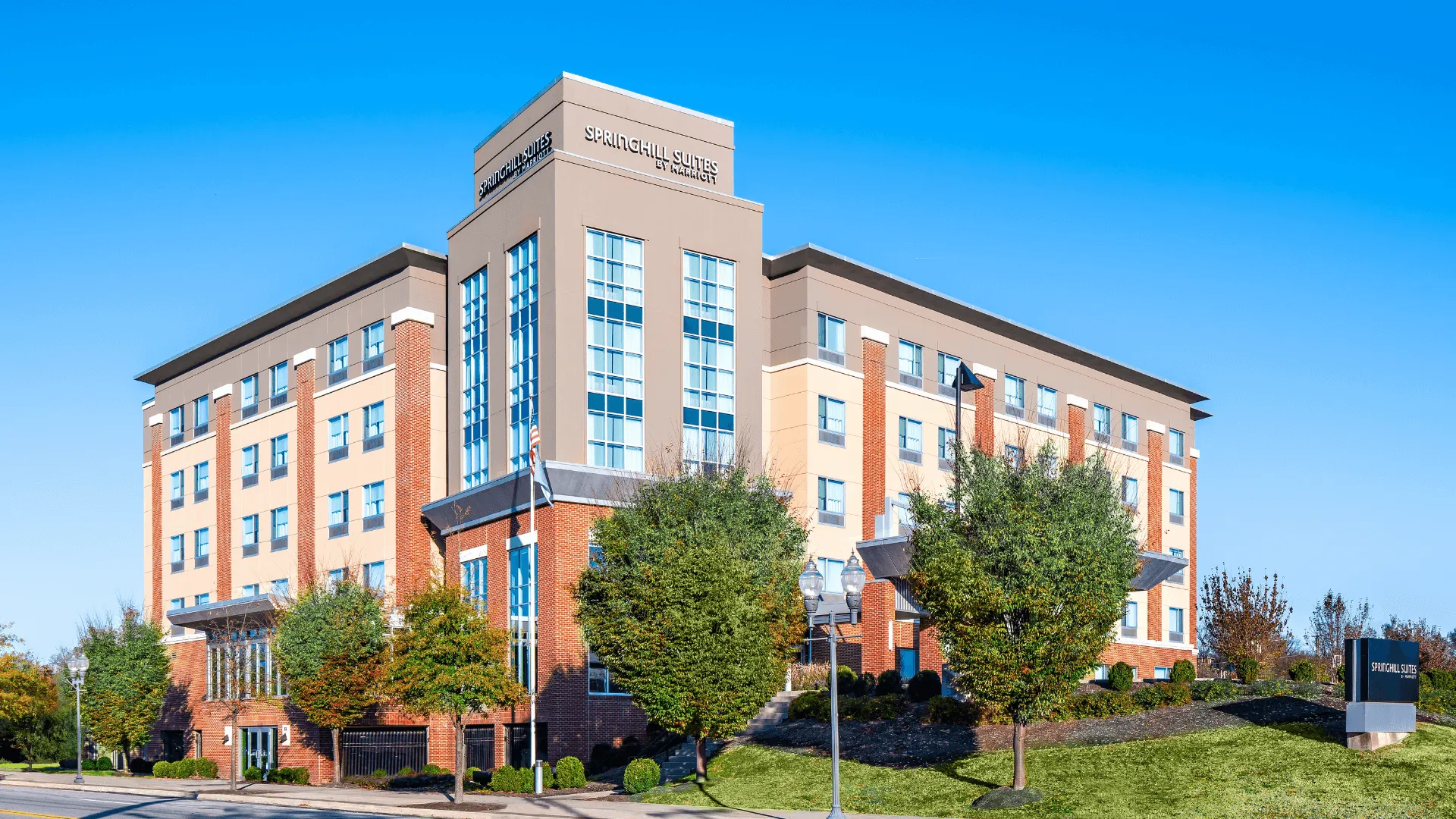 The exterior of the Springhill Suites Hotel in Roanoke, Virginia.