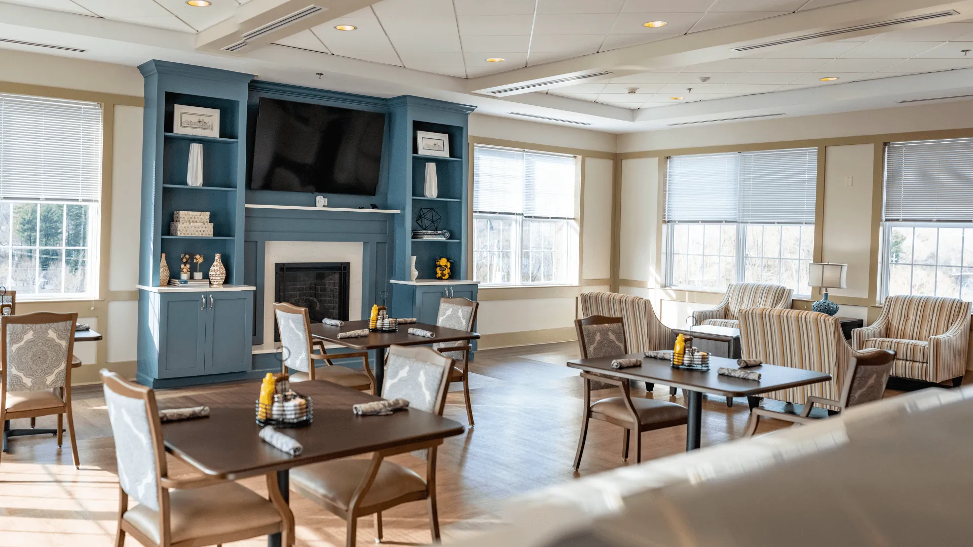 A community room at Brandon Oaks Nursing & Rehabilitation Center in Roanoke, Virginia.