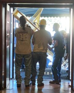 Hotel-Roanoke-Bringing-in-half-of-the-oval-bar-brass-flume