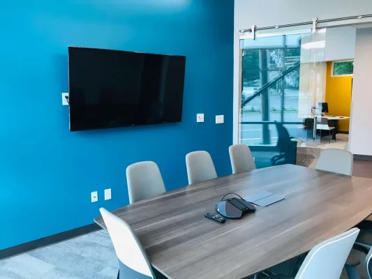 A conference room inside the Member One Credit Union building in South Roanoke, Virginia.