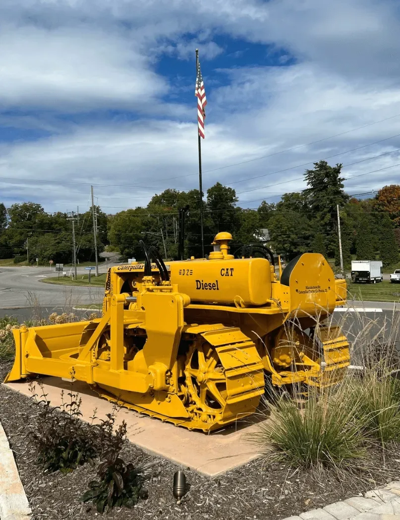A display of machinery outside of the Carter Machinery Oil Lab in Salem, Virginia.