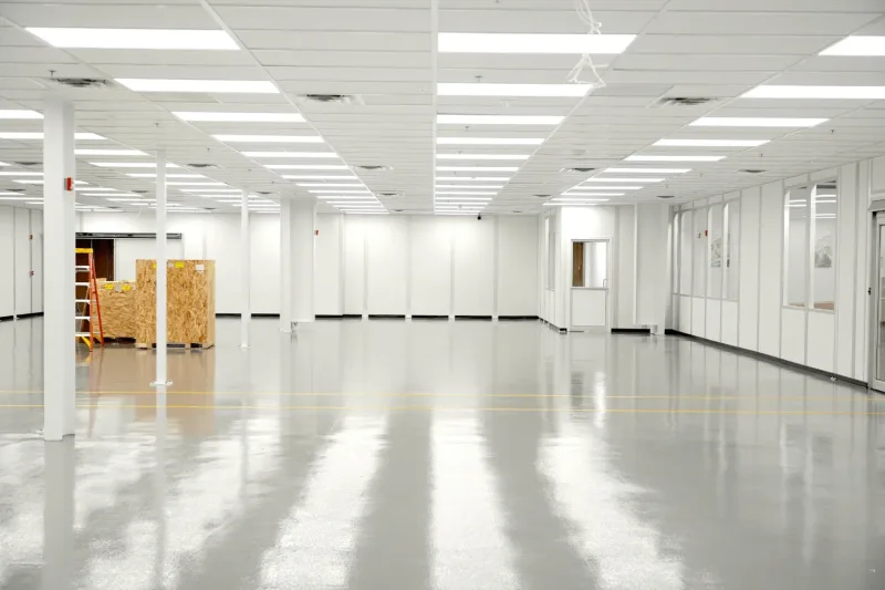 Room inside the Integer building in Salem, Virginia.