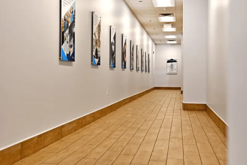 A newly renovated hallway in the Integer building in Salem, Virginia.